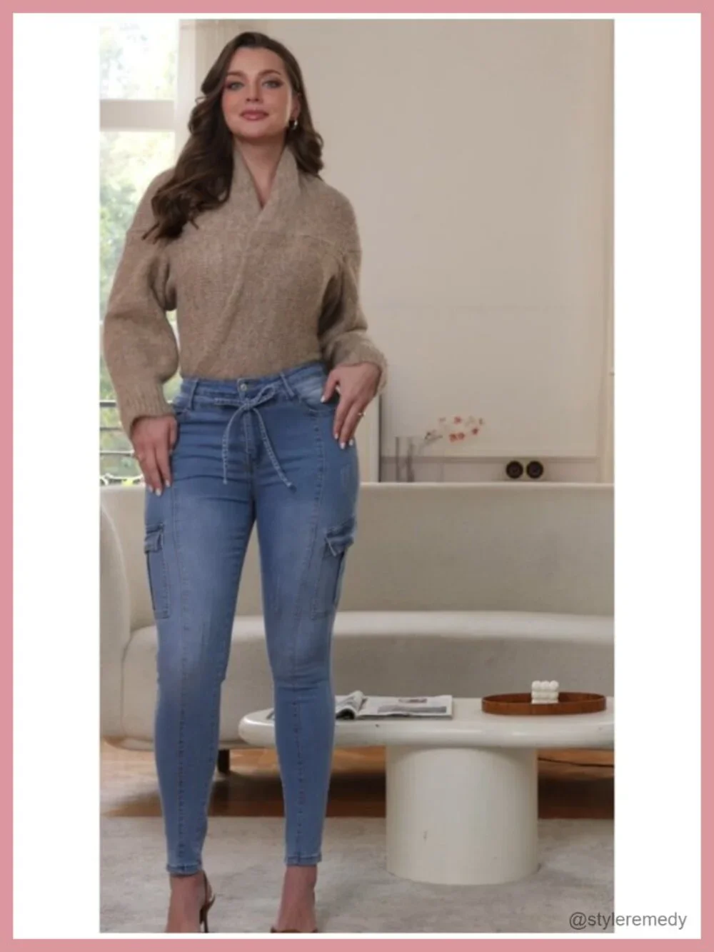 Women's High Waisted Stretch Skinny Cargo Pants